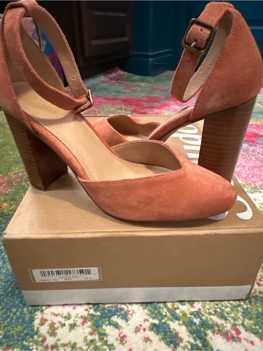 Soludos Brick (dusty pink) Suede Ankle-Strap Block Heels